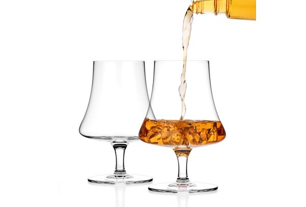 LUXBE - Bourbon Whisky Crystal Glass Snifter, Set of 4 -  Narrow Rim Tasting Glasses - Handcrafted - Good for Cognac Brandy Scotch -  9-ounce/260ml: Snifters